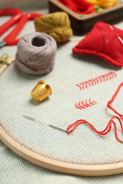 Zbliżenie haftu ręcznego